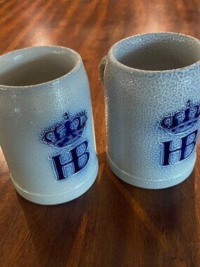 Vintage HB Western Germany Mini Beer Stein .25L Ceramic Collectible (2)!
